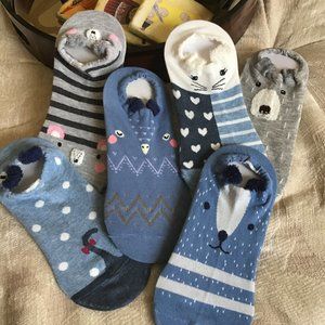 5 pairs cute ankle socks / no show socks